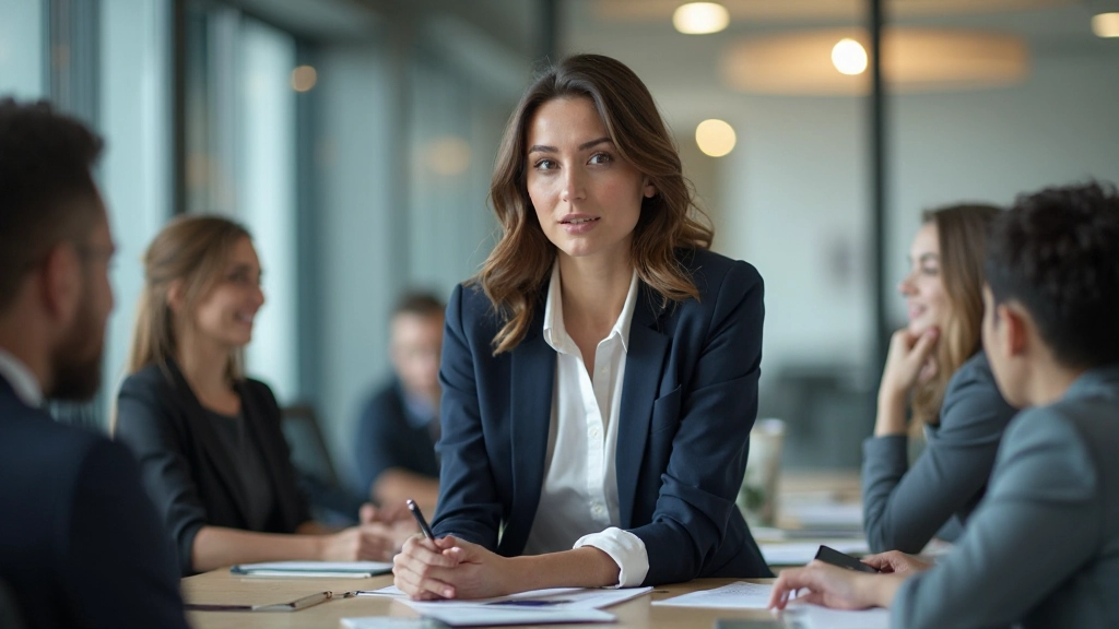 Лидер проводит встречу команды и вдохновляет сотрудников