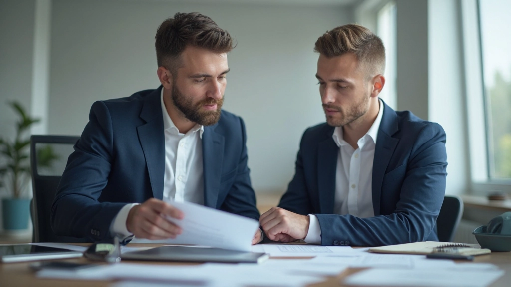 Профессиональный портрет бизнесмена в деловом костюме за столом в офисе