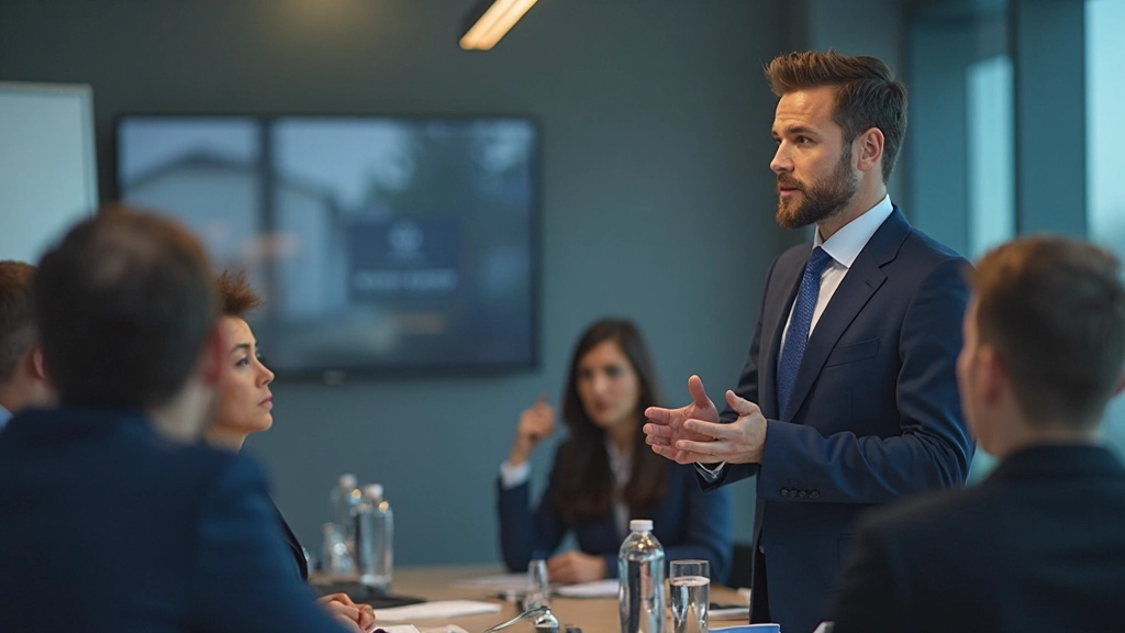 Портрет лидера, проводящего встречу с командой в конференц-зале